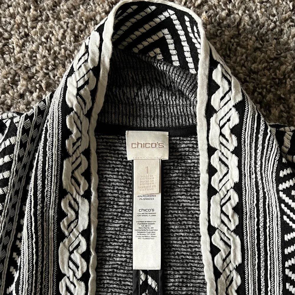 Chico's Pieced Jacquard Topper cardigan size1/M